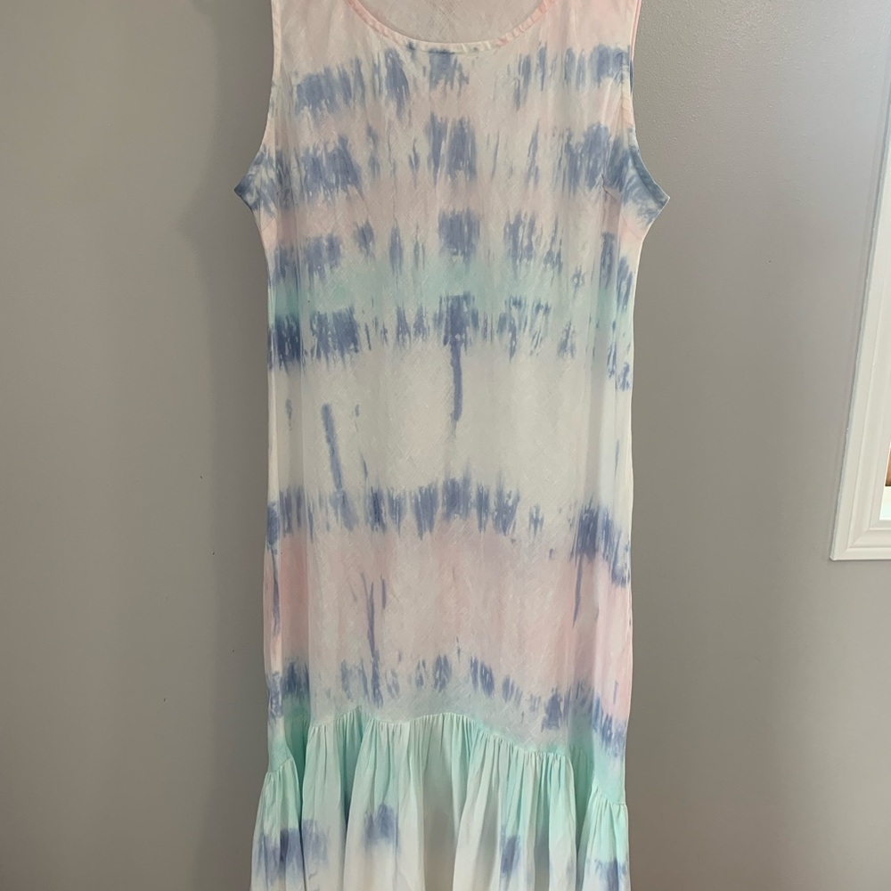 CHARLIE B Blue and Pink Ruffled Tiered Maxi Sundress - Picture 6 of 16